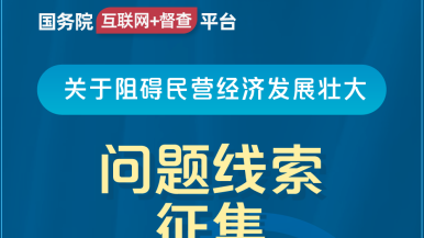 白虎操逼鸡巴视频国务院“互联网+督查”平台公开征集阻碍民营经济发展壮大问题线索